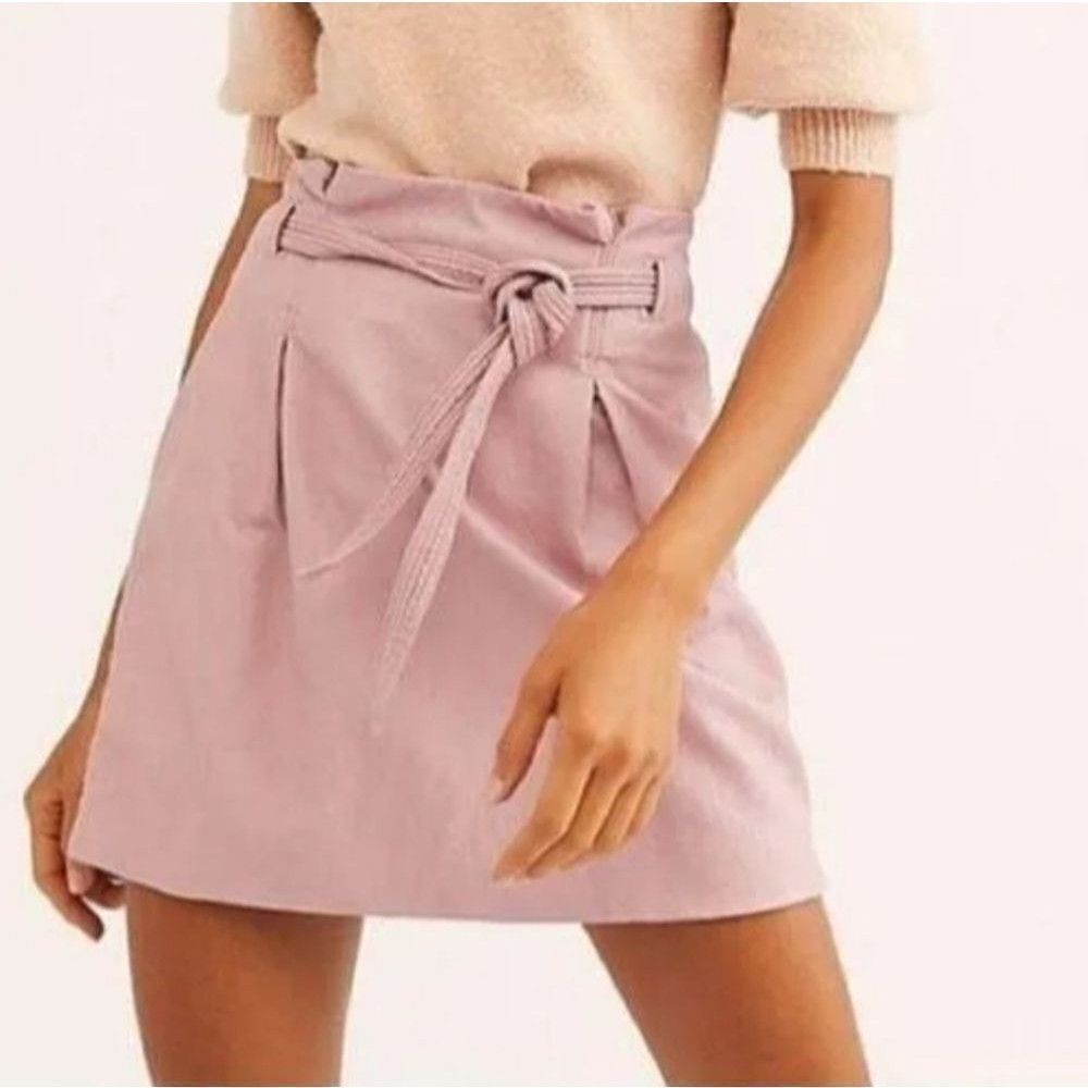 Free People Payton Paper Bag Mini Skirt, Pink Mauve Swoon, size 0